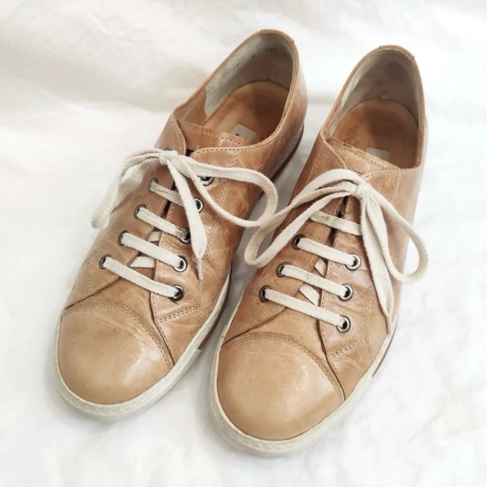 Paul Green Leather Sneakers in Tan